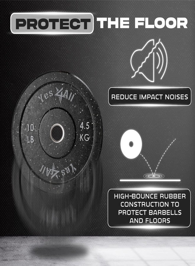 Yes4All 2" Bumper Plate, 10-190 LB Olympic Rubber Weight Plate with Steel Hub for WeightLifting, Strength Training, Home Gym, Less Impact, Absorb Bounce & Shock, Multiple Options, 10LB - Image 4