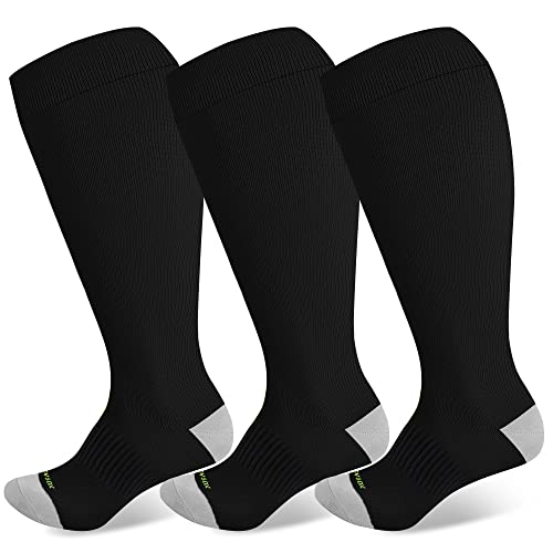 LEVSOX Plus Size Compression Socks Wide Calf Men&Women 20-30 mmhg Knee High Extra Large Graduated Black Compression Socks for Nurse, Medical, Diabetic, Atheletic, Travel - Image 1