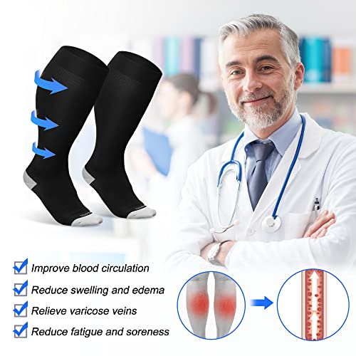 LEVSOX Plus Size Compression Socks Wide Calf Men&Women 20-30 mmhg Knee High Extra Large Graduated Black Compression Socks for Nurse, Medical, Diabetic, Atheletic, Travel - Image 3