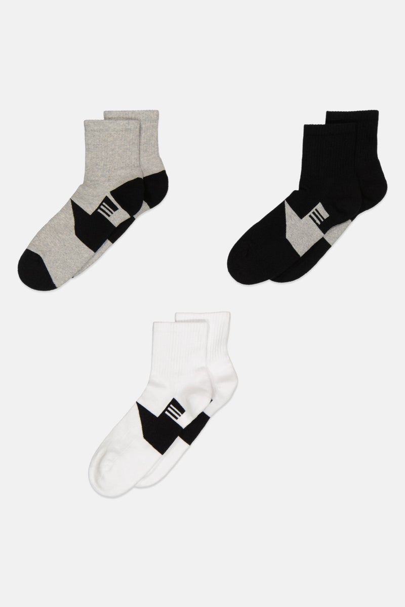 RBX Men 3 Pairs Solid Quarter Socks, Multicolor  - Image 3