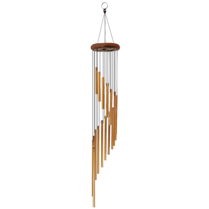 Generic 18-piece Metal Wind Chimes Home Decoration Hanging Ornaments Geometric Shape New Chinese Style Business Gifts 18 gold tubes 
