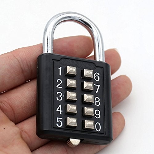 TEMEILI MIONI 10 Digit Push Button Combination Padlock, 5 Digit Locking Mechanism, Black - Image 5