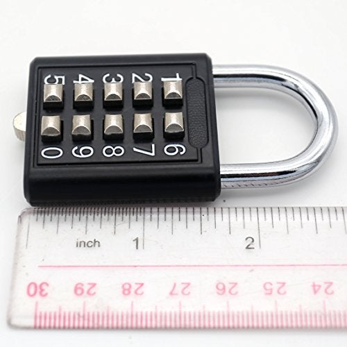 TEMEILI MIONI 10 Digit Push Button Combination Padlock, 5 Digit Locking Mechanism, Black - Image 4
