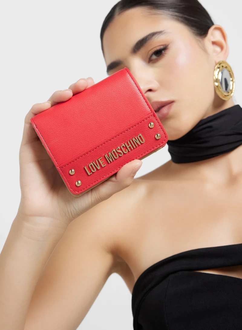 Love Moschino Logo Detailed Flap Over Wallet