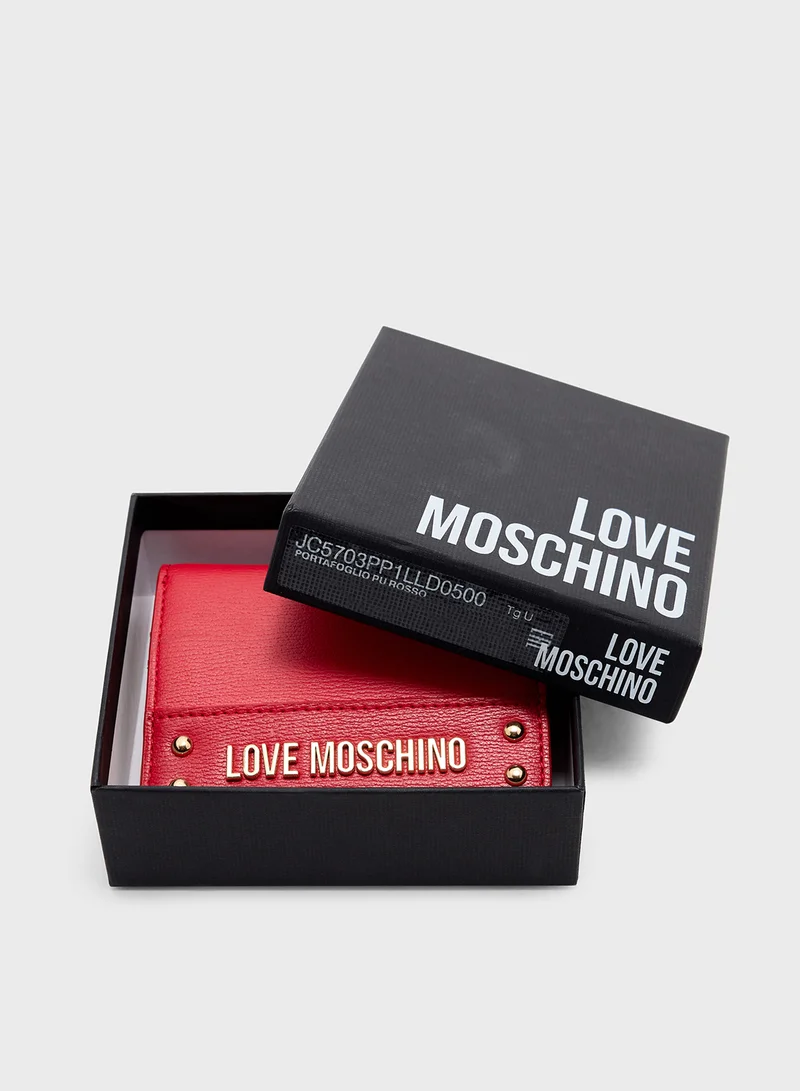 Love Moschino Logo Detailed Flap Over Wallet