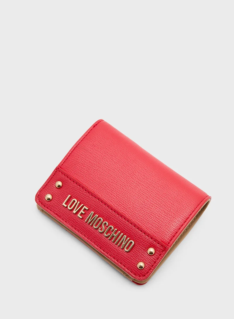 Love Moschino Logo Detailed Flap Over Wallet