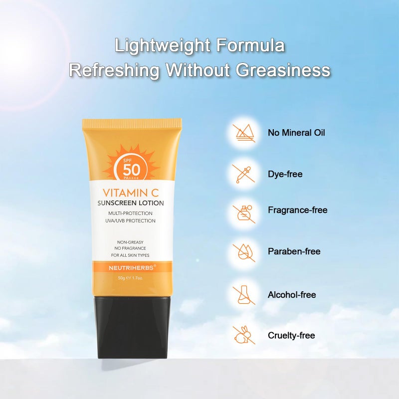 NEUTRIHERBS كريم واقي الشمس NEUTRIHERBS ملون SPF 50 للوجه والجسم، لوشن واقي من الشمس PA++++، طيف واسع، واقي شمس للوجه بفيتامين E وفيتامين C، واقي شمس للسفر - Image 5