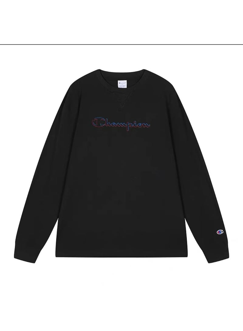 Champion Gradient Letter‑Print Crew‑Neck Black Long‑Sleeve T‑Shirt Size M - Image 2