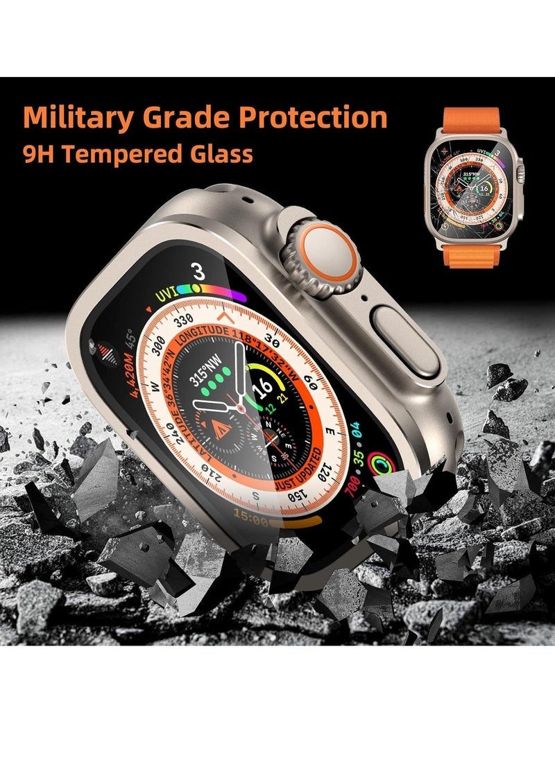 2 Pack Tempered Glass Screen Protector with Titanium Alloy Frame for Apple Watch Ultra 49mm – Waterproof Bezel Ring, Full Protection for iWatch Ultra - Image 2