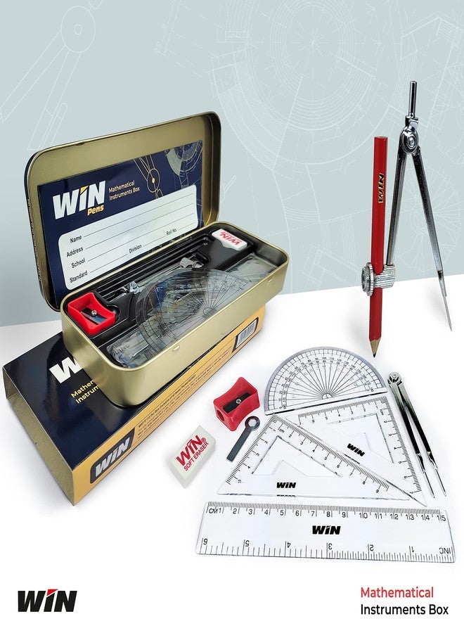 Win Geometry Box Set | Girls & Boys | School Box Kit | Mathematical Drawing Instruments | Geometry Box for Students | Mechanical Pencil | Ideal for School Office & Business Use | Stationery Items - Image 2
