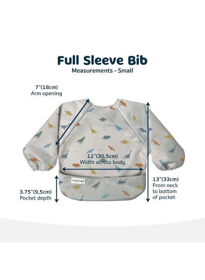 Tiny Twinkle Mess Proof Baby Bib,Waterproof Smock Baby Bib for Eating,Machine Washable Long Sleeve Bib,Baby Led Weaning,Toddler Bib,BLW Supplies(Dinosaur, Small 6-24 Months) - Image 2