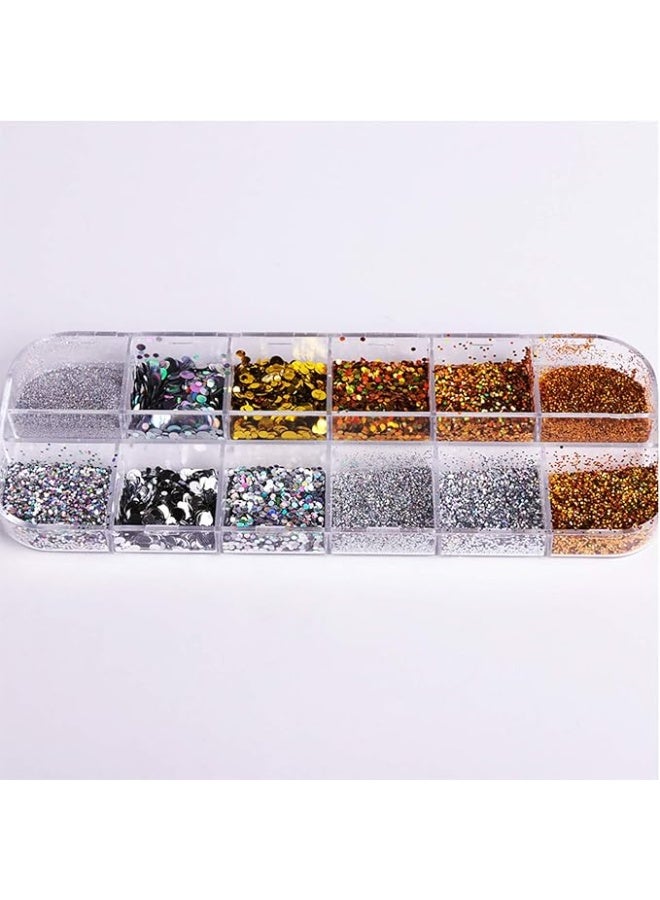 ترتر لامع رقيق ثلاثي الأبعاد للأظافر - زخارف فنية للأظافر فائقة اللمعان للاستخدام في المنزل وفي الصالونات - رقائق لامعة للأظافر الهلامية والأكريليكية والطبيعية - مزيج لامع متعدد الألوان سهل الاستخدام - Image 3