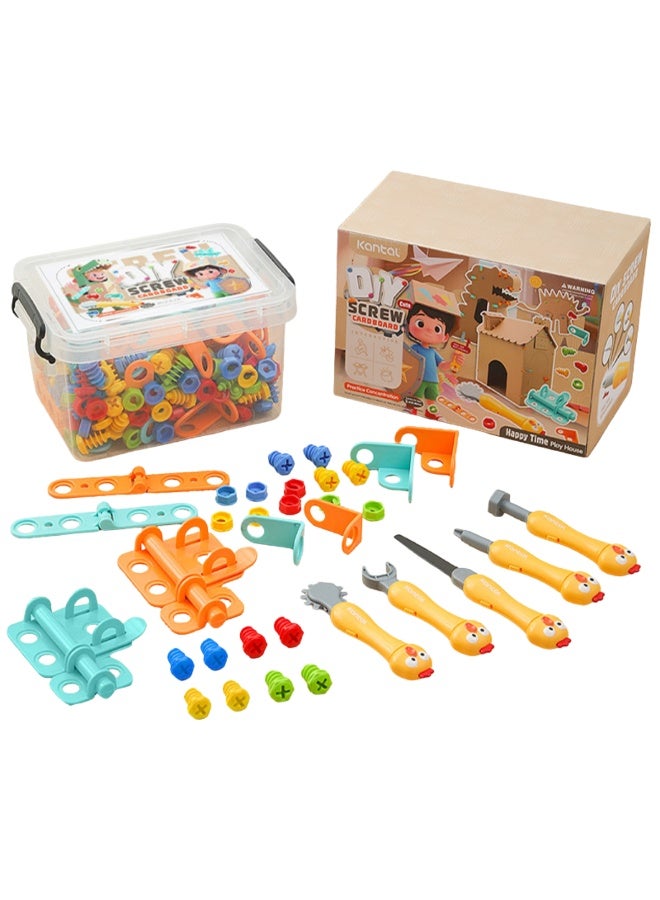 Petra Play Cardboard Tools for Kids - Ultimate DIY Cardboard Kit with Safe Scissors for Kids & Reusable Screws – Build a Play House, Fort & More – STEM Construction Tool Kit - Image 1