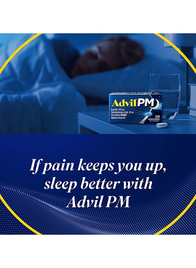 Advil PM Pain Reliever Nighttime Sleep-Aid 120 Coated Caplets  - Image 3
