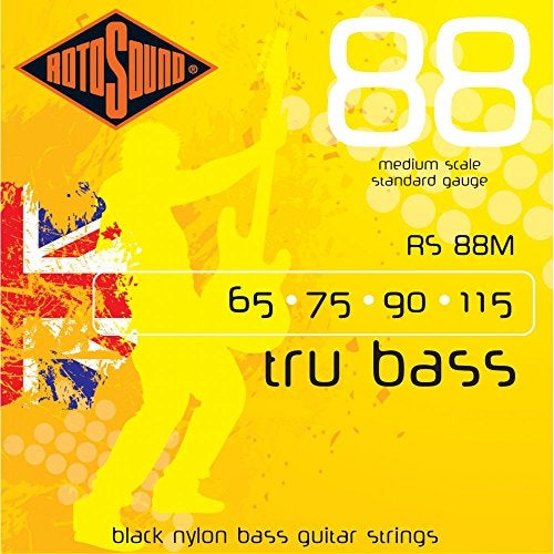 Rotosound RS88M Black Nylon Flatwound Medium Bass Guitar Strings (65 75 90 115) - Image 2