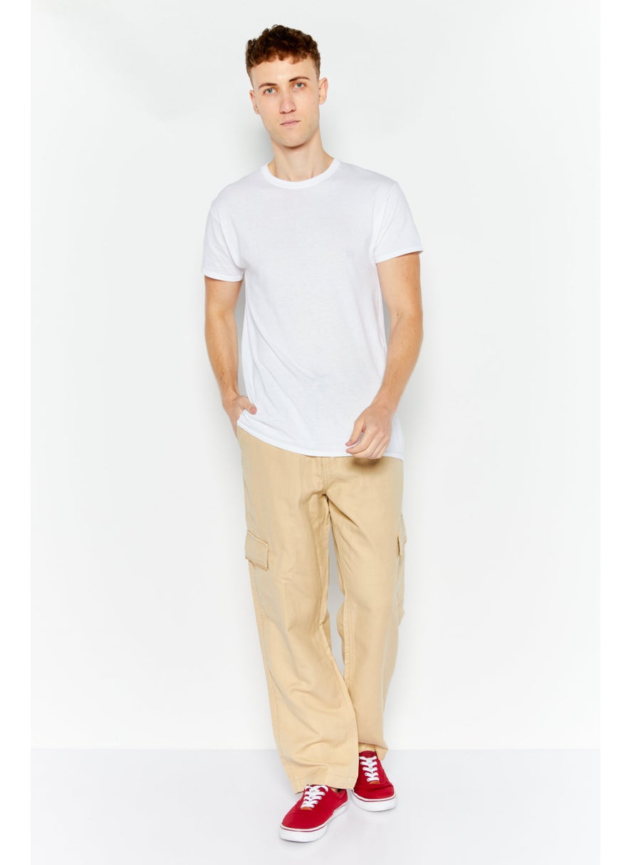 ESPRIT Men Regular Fit Solid Cargo Pants, Light Tan  - Image 2
