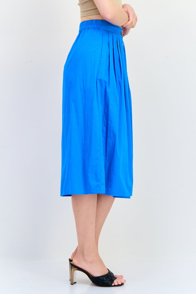 Fire & Glory Women Solid Midi Skirt, Blue - Image 3