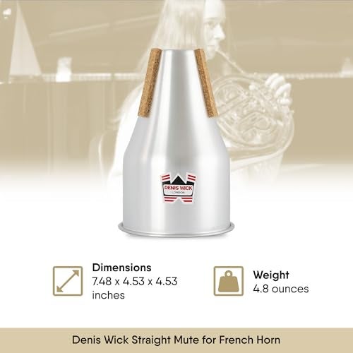 Denis Wick Straight Mute for French Horn, 5524 - Hand-Spun Aluminum Mute with Natural Cork - Brilliant Tone, Reliable Intonation, Tight-Bell Fit for Practice or Performance - 7.48 x 4.53 x 4.53 Inches - Image 3