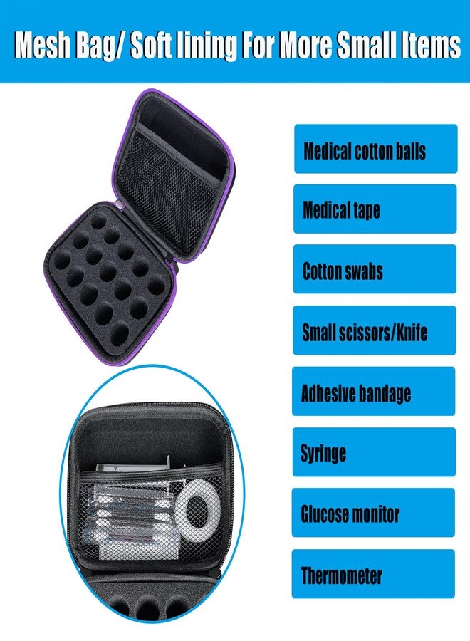 FAUDRECRO Insulin Vial Peptide Storage Case for Fridge with 15 Slots, 10ml Vials, Diabetic Cooler Injection Travel Protector Case, Vial Carrying Holder Organizer Handbag with Mesh Bag,Zipper (Purple) - Image 5