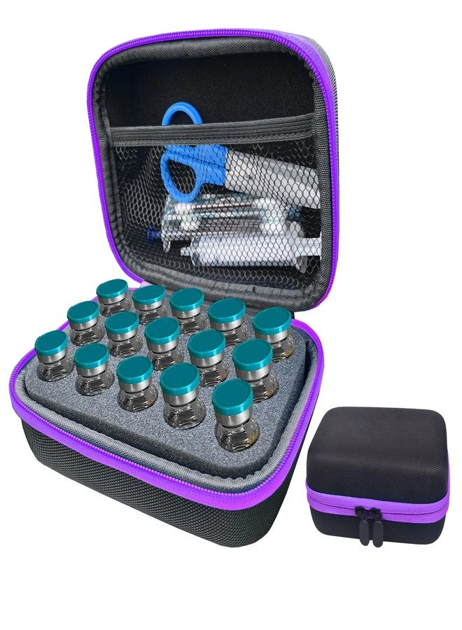 FAUDRECRO Insulin Vial Peptide Storage Case for Fridge with 15 Slots, 10ml Vials, Diabetic Cooler Injection Travel Protector Case, Vial Carrying Holder Organizer Handbag with Mesh Bag,Zipper (Purple) - Image 1