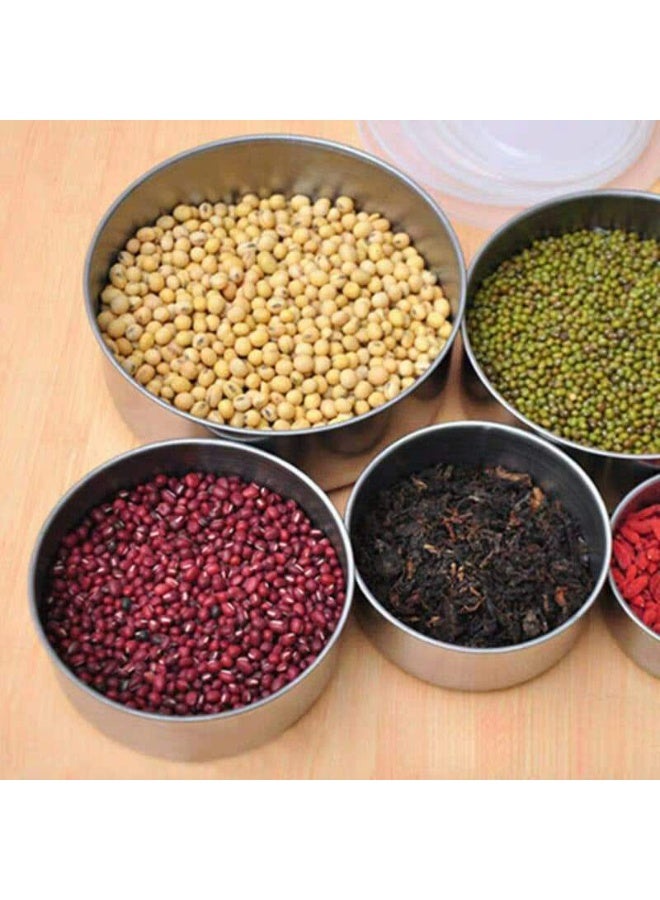 طقم علب ثلاجة استانلس 5 قطع لحفظ الطعام بأمان وجودة عالية. - Image 2