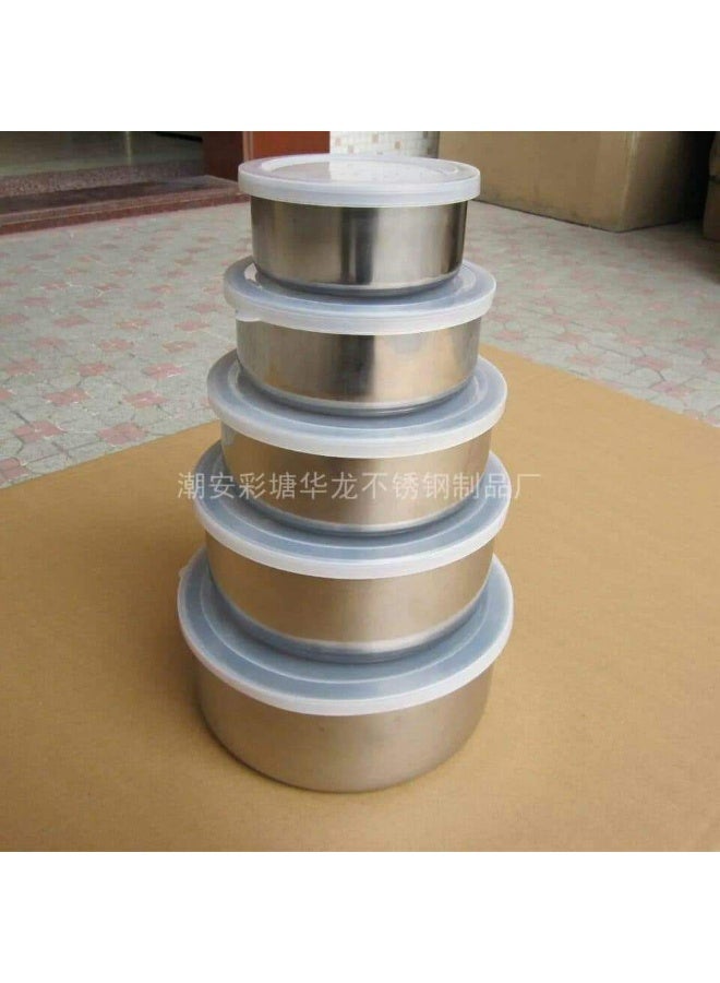 طقم علب ثلاجة استانلس 5 قطع لحفظ الطعام بأمان وجودة عالية. - Image 3