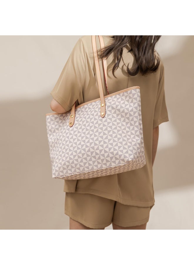 Women's 3-Piece Checkered Tote Bag Set with Shoulder Bag, Wallet, and Top Handle Satchel - Image 3