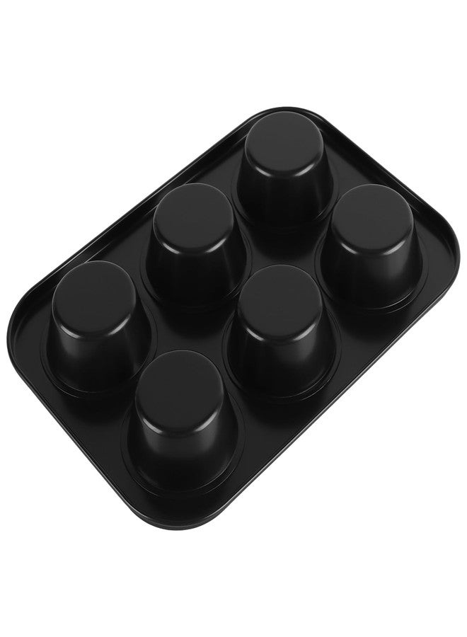 MUKLEI 6 Pack Muffin Pan, 6-Cup Non-Stick Carbon Steel Cupcake Baking Tin, Heavy Duty Bakeware for Muffins, Cheesecake, Quiche, Black - Image 5