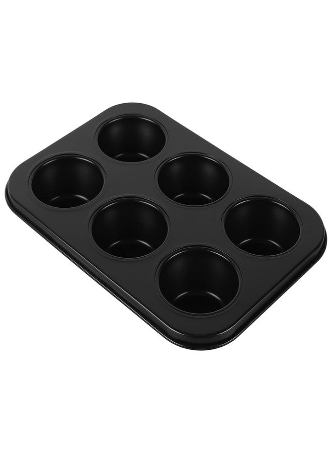 MUKLEI 6 Pack Muffin Pan, 6-Cup Non-Stick Carbon Steel Cupcake Baking Tin, Heavy Duty Bakeware for Muffins, Cheesecake, Quiche, Black - Image 4