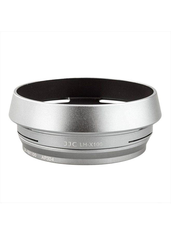 JJC LH-JX100 Silver Metal Lens Hood Adapter Ring for Fujifilm X100 X100S X100T Replace AR-X100 - Image 1