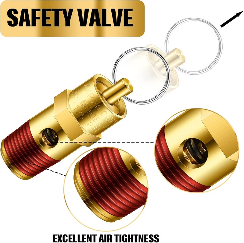 Bonuci صمام أمان بونوتشي 4 قطع 1/4 ذكر NPT صمام تخفيف الضغط (ضغط مجموعة 125 PSI) - Image 4