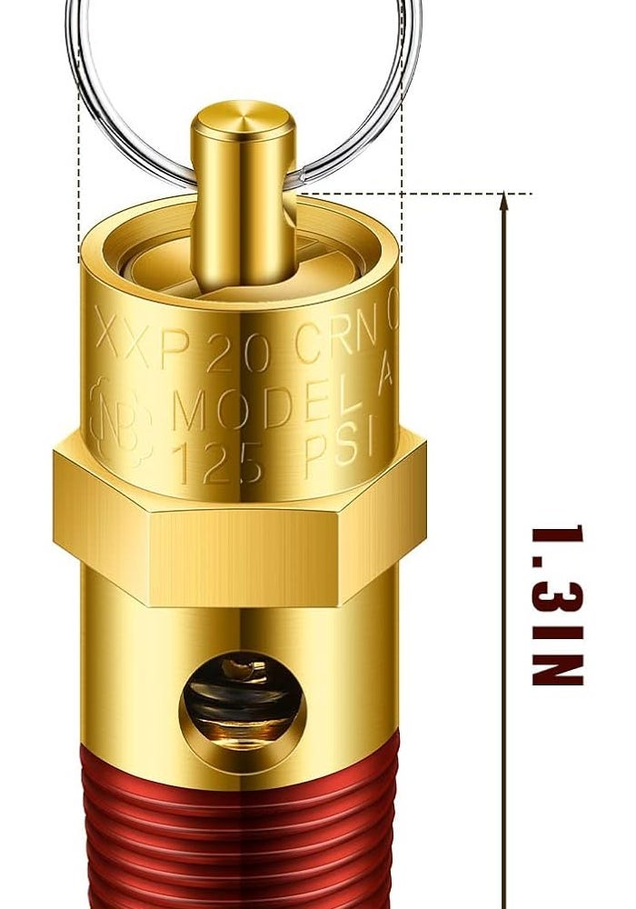 Bonuci صمام أمان بونوتشي 4 قطع 1/4 ذكر NPT صمام تخفيف الضغط (ضغط مجموعة 125 PSI) - Image 2