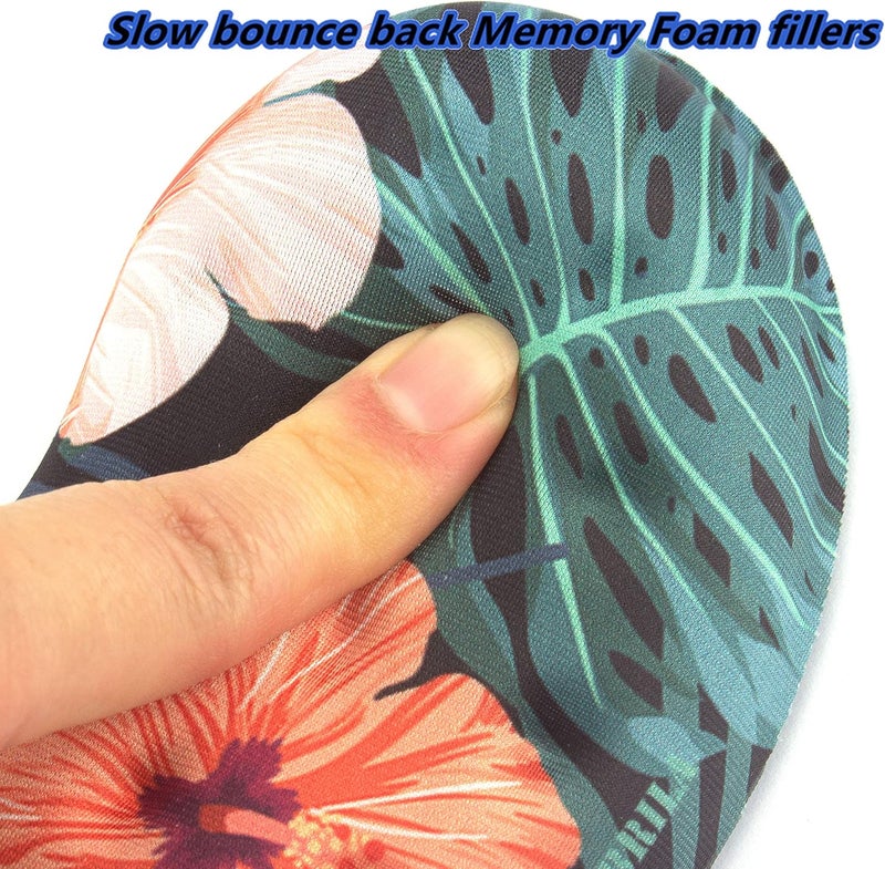 BRILA Ergonomic Memory Foam Mouse Wrist Rest Support Pad Cushion for Computer, Laptop, Office Work, PC Gaming - Massage Holes Design - Wrist Pain Relieve (Floral Leaves) - Image 5