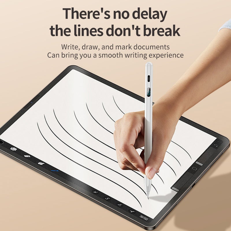 قلم سعبي عالمي (Stylus) بالتصميم المغناطيسي، كتابة ورسم سلس بدون تأخير، تصميم مغناطيسي لتخزين سهل، مع عرض طاقة في الوقت الحقيقي ونص قابلة للاستبدال متينة، متوافق مع - Image 4