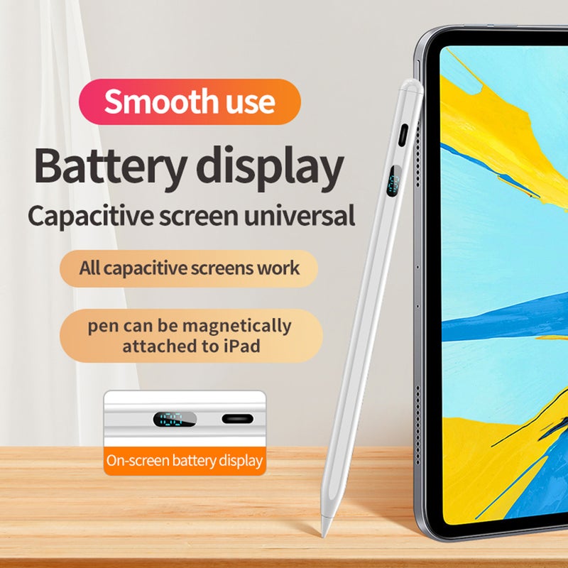 قلم سعبي عالمي (Stylus) بالتصميم المغناطيسي، كتابة ورسم سلس بدون تأخير، تصميم مغناطيسي لتخزين سهل، مع عرض طاقة في الوقت الحقيقي ونص قابلة للاستبدال متينة، متوافق مع - Image 2