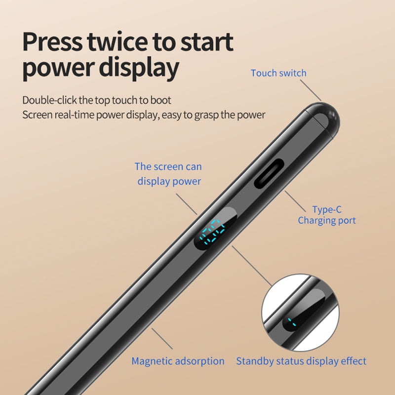 قلم سعبي عالمي (Stylus) بالتصميم المغناطيسي، كتابة ورسم سلس بدون تأخير، تصميم مغناطيسي لتخزين سهل، مع عرض طاقة في الوقت الحقيقي ونص قابلة للاستبدال متينة، متوافق مع - Image 5