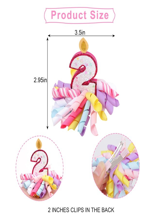 Agkvw 2nd Birthday Korker Hair Bow - 2nd Birthday Candle Number Hair Accessories, Second Birthday Girl Hair Clips, 2nd Birthday Hair Bow - Image 3