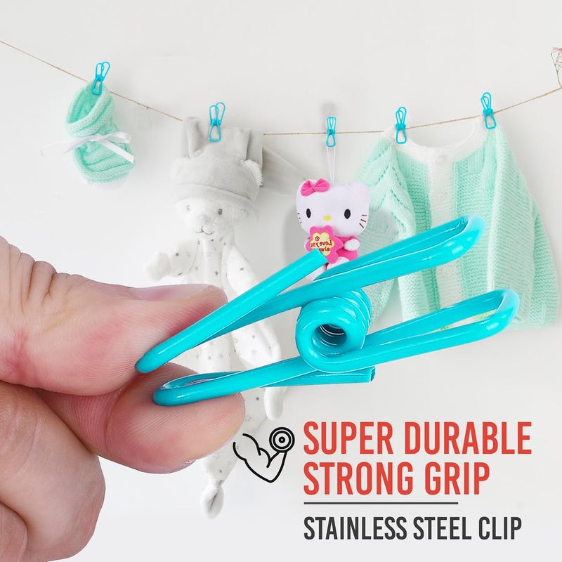Riveda 30 Pack Blue Chip Bag Clips for Food - PVC 2 Inch Coated Sealer for Sealing Food - Paper Holder, Clothesline Clip for Laundry Hanging, Kitchen Bags, Multipurpose Clothes Pins - Image 5