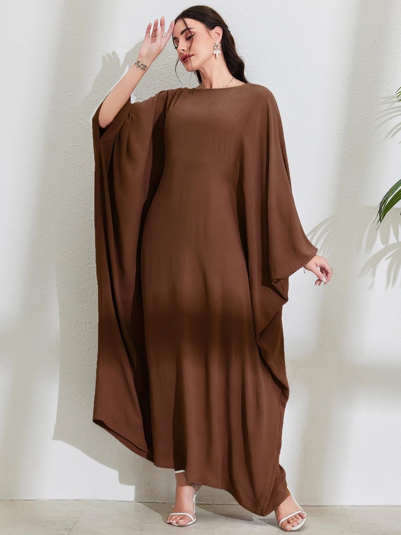 MedeShe عباءة ميد شي النسائية المحتشمة مع حزام قابل للتعديل بحجم كبير (قهوة، مقاس واحد) - Image 2