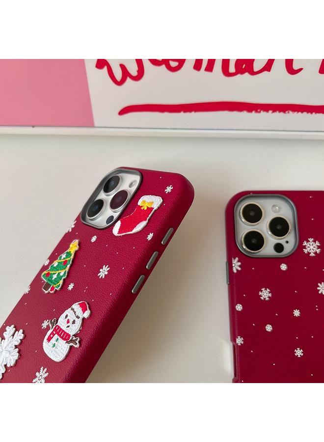 S-TOP Case For iPhone 14 Christmas Series Frosted PC Hybrid TPU Leather Phone Case - Image 4