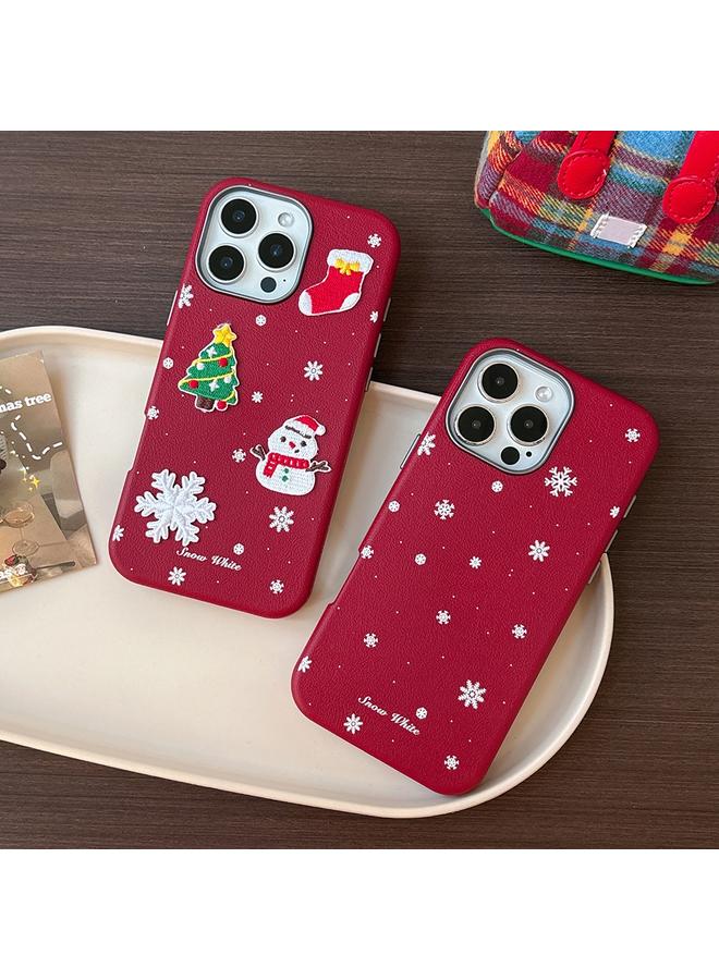 S-TOP Case For iPhone 14 Christmas Series Frosted PC Hybrid TPU Leather Phone Case - Image 2