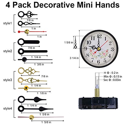 EMOON 2-Pack Silent Clock Movement Kit with 4 Pairs of Short Hands，DIY Repair & Replacement Motor, Total Shaft Length 7/8 in - Image 3