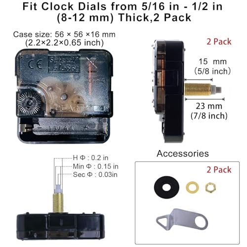 EMOON 2-Pack Silent Clock Movement Kit with 4 Pairs of Short Hands，DIY Repair & Replacement Motor, Total Shaft Length 7/8 in - Image 4