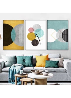 FASHION HOME 3PCS Wall Art Bright Style Minimalist Decor Modern Abstract Canvas Prints Poster Picture Framed Paintings Decorations  - Image 2