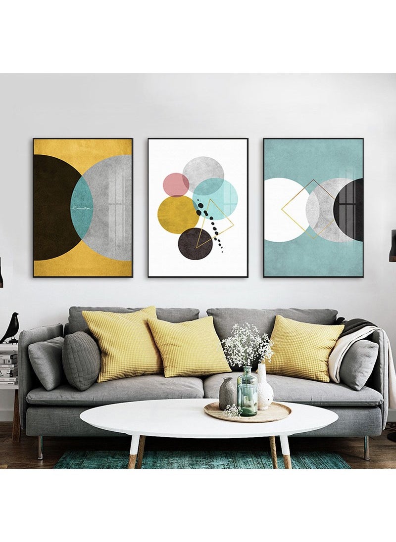 FASHION HOME 3PCS Wall Art Bright Style Minimalist Decor Modern Abstract Canvas Prints Poster Picture Framed Paintings Decorations  - Image 4