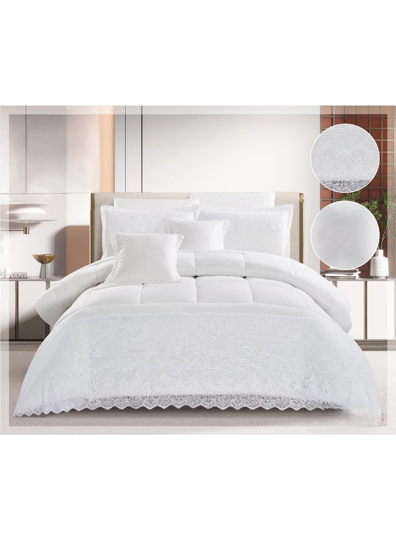 double comforter set, carrying responsibility and elegance for your room decor, 8 pieces: 1- Quilt 260x240 cm, 1- Double bedsheet 200*200 cm, 4- Pillowcases 80*50 cm, 2- Cushion covers 50*50 cm. - Image 1
