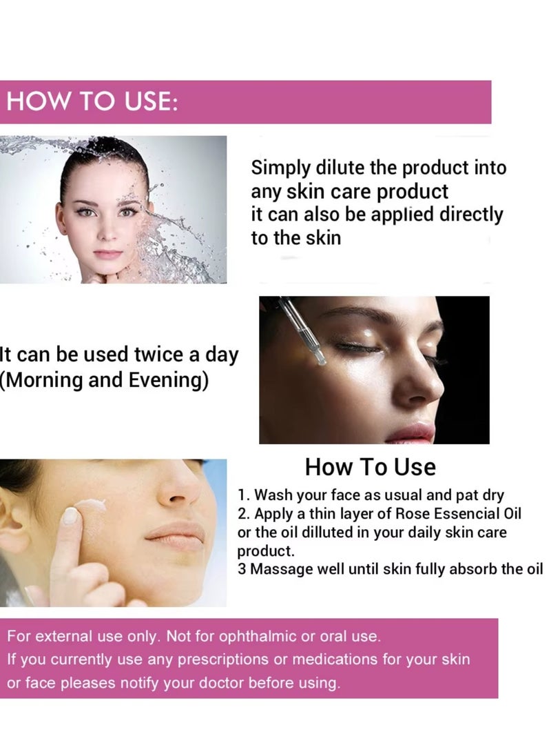 kizenka - Rose Essential Oil Face Rose Oil Moisturizer Rose Oil Anti Ageing and Anti Wrinkle Serum Rose Oil for Face Skin Care Reduce Fine Lines and Skin Marks Face Serum with Rose Extract 30ml - Image 1