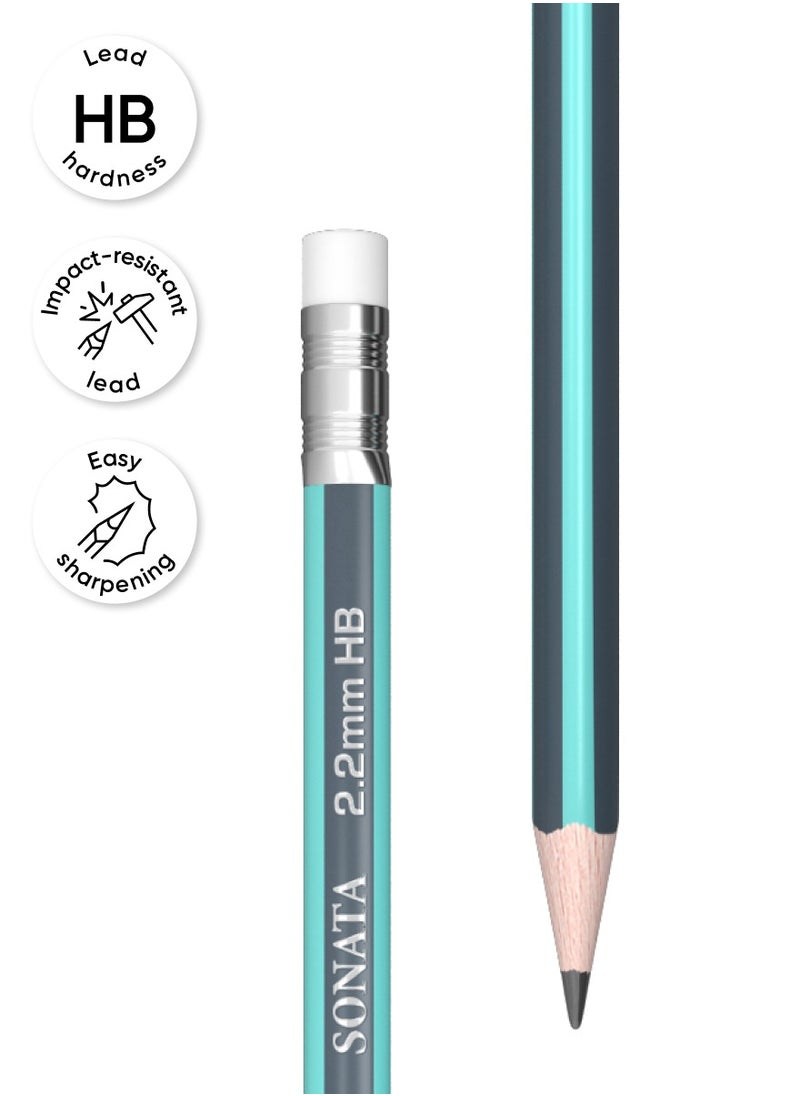Set of 4 graphite pencils Sonata, triangular, with eraser, HB (in blister)
