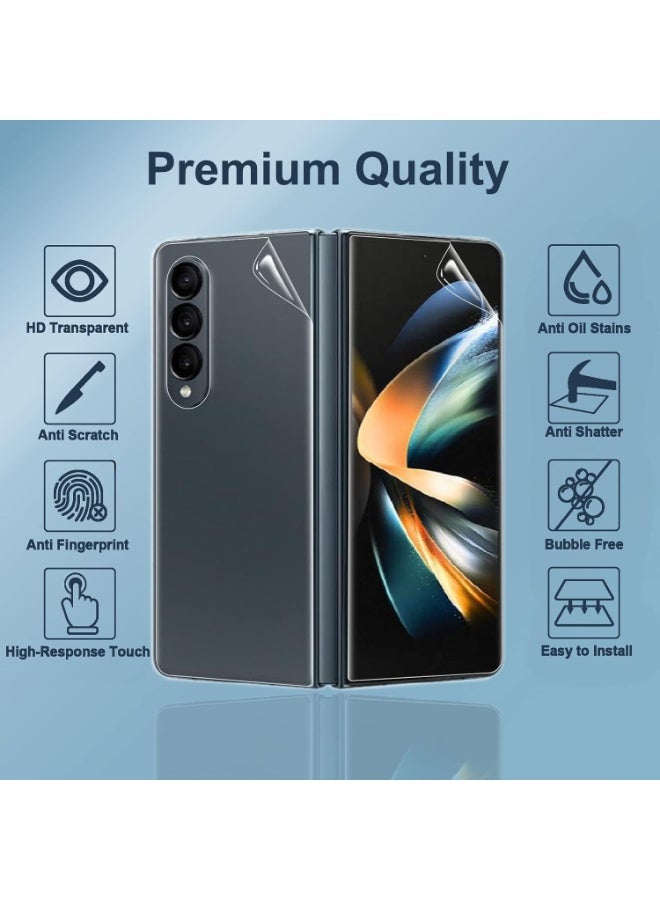 [1SET 4PCS] for Samsung Galaxy Z Fold 4 Screen Protector, HD Full Covered Outer + Inner TPU Soft Film + Back Cover Flexible Screen Protector for Galaxy Z Fold 4 5G [Anti Scratch] [Bubble Free] - Image 2