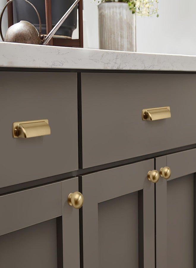 CABDM 10 Pack 1 Inch Vintage Ball Champagne Bronze Cabinet Knobs Kitchen Cabinet Hardware Satin Brass Drawer Knobs Pulls for Drawers. - Image 3